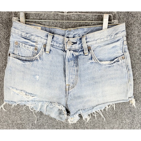 Levi's Pants - Levi's Premium 501 Women's Cut Off Shorts 27 Button Fly Light Wash Distressed